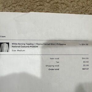 Classic White Barong Tagalog for Men